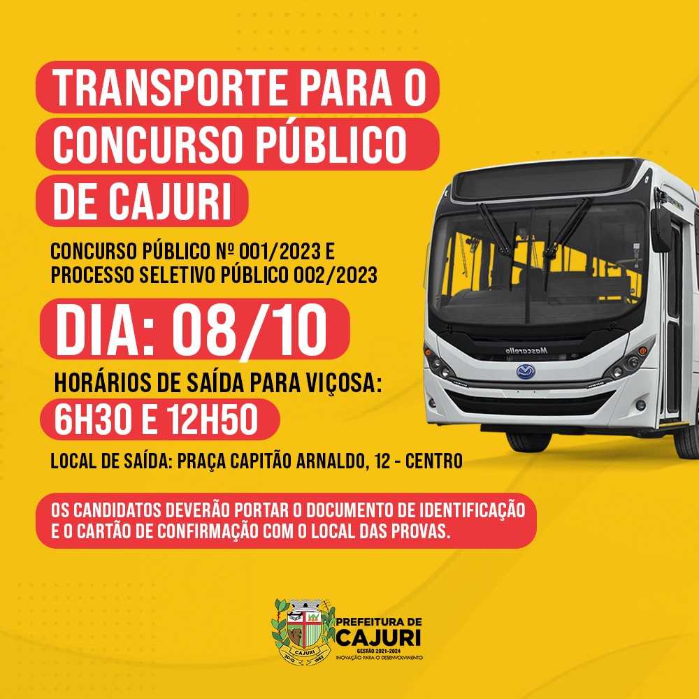 Prefeitura Municipal De Cajuri Transporte Para O Concurso P Blico